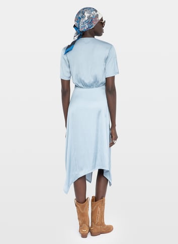 Robe midi portefeuille satinée ZADIG&VOLTAIRE Bleu
